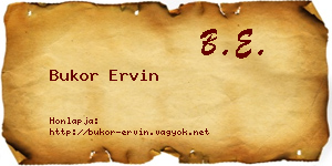 Bukor Ervin névjegykártya